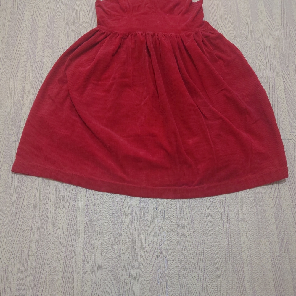 Vintage Unbranded Cordoruy Pinafore Dress Women's Red Dungaree Small - Picture 2 of 9
